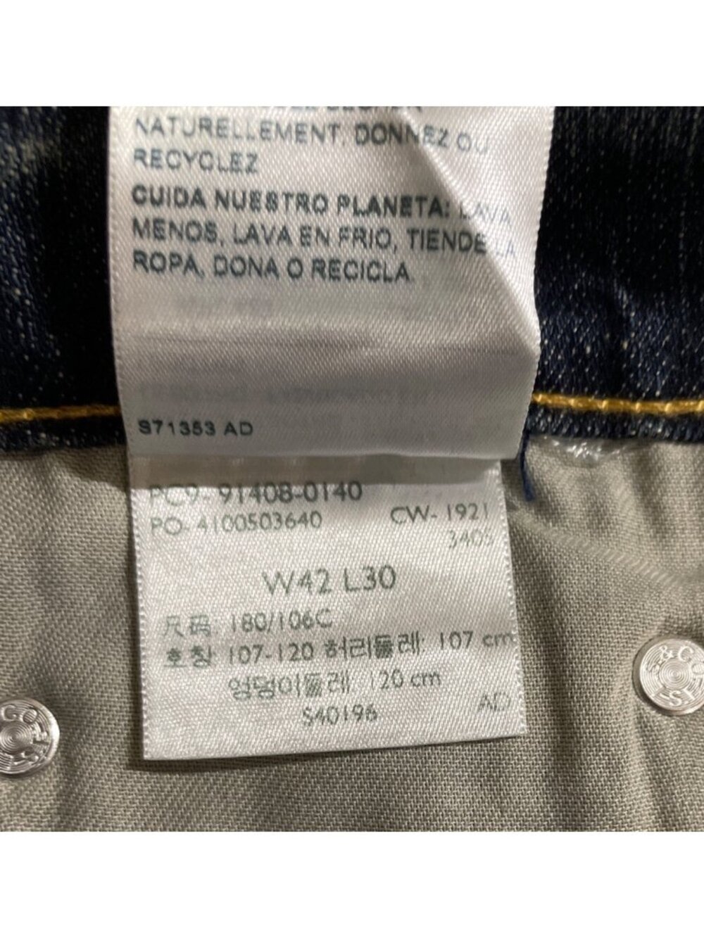 Signature Levi Strauss Relaxed Fit Flex Jeans Mens 42x30 Dark Wash - Picture 11 of 11